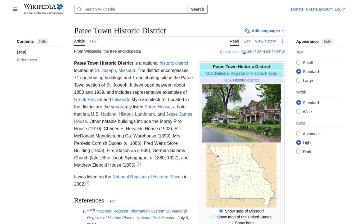 Patee Town Historic District