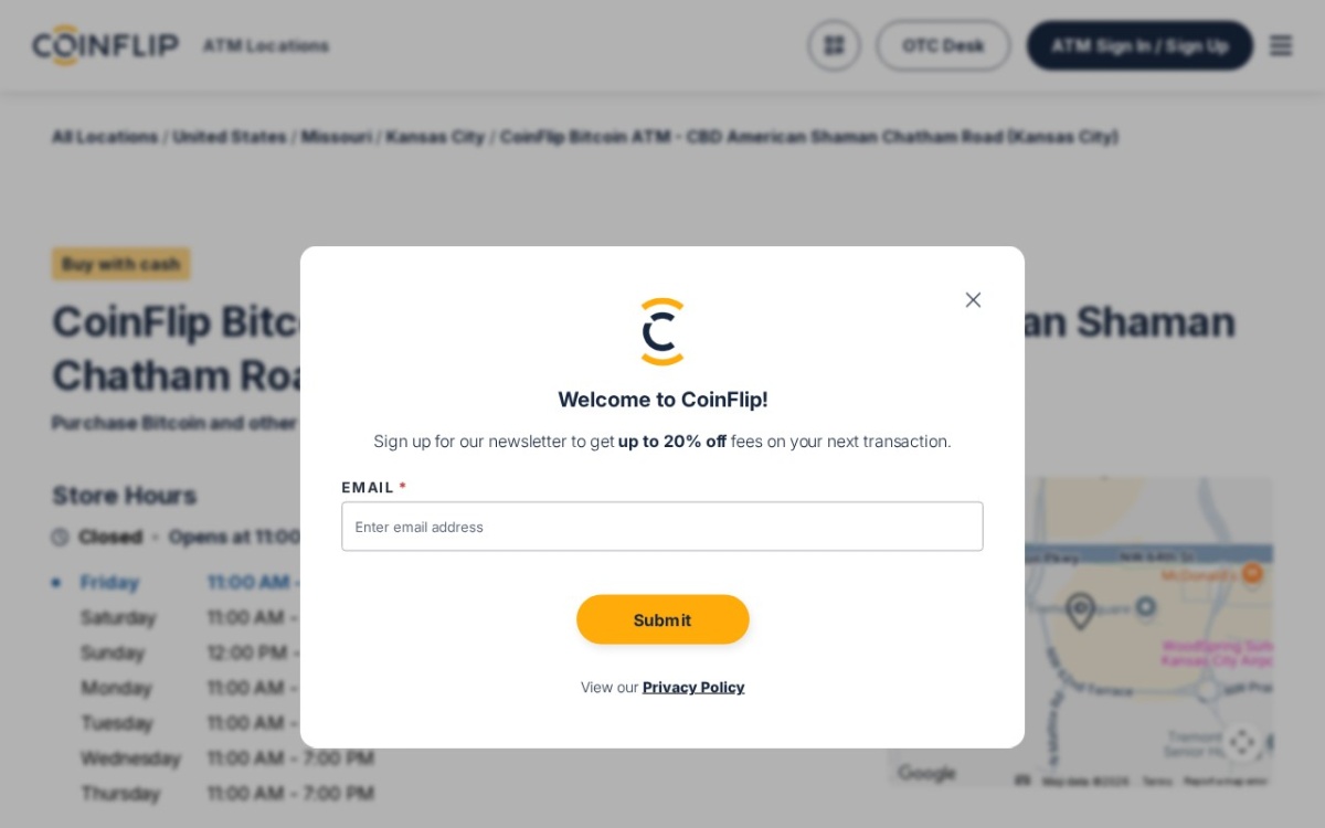 CoinFlip Bitcoin ATM - CBD American Shaman Chatham Road (Kansas City)