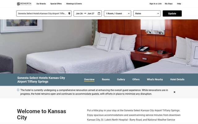 Sonesta Select Kansas City Airport Tiffany Springs