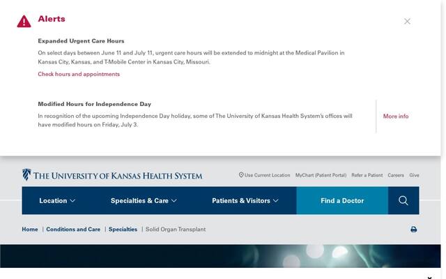 The University of Kansas Hospital Center for Transplantation