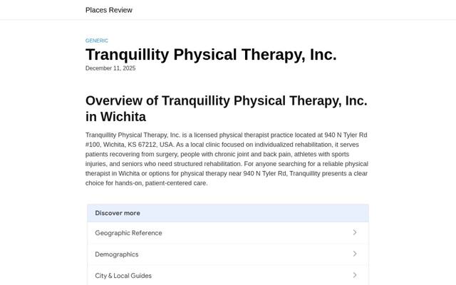 Tranquillity Physical Therapy