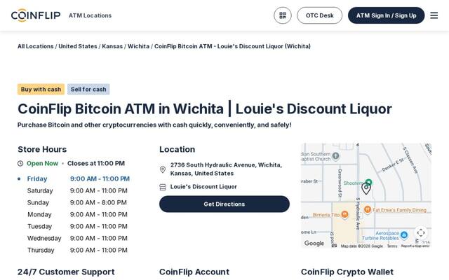 CoinFlip Bitcoin ATM - Louie's Discount Liquor (Wichita)