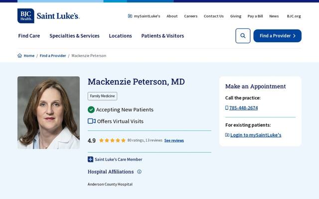 Mackenzie A Peterson, MD