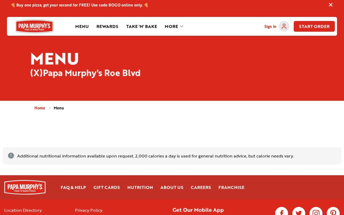 Papa Murphy's Take 'N' Bake Pizza