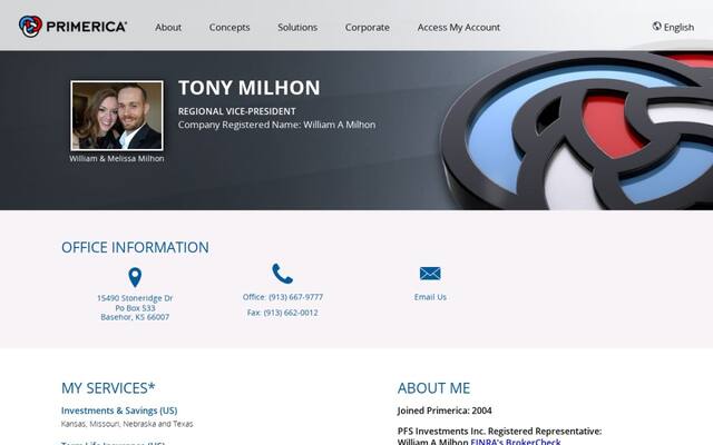 William Milhon, Primerica Regional Vice President