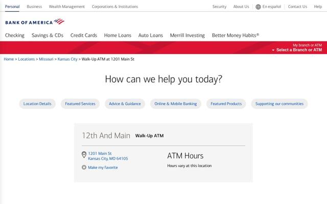 Bank of America Walk-Up ATM | 12th And Main