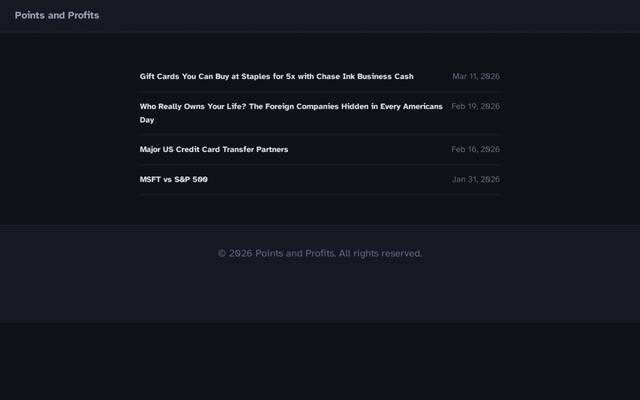 Points and Profits