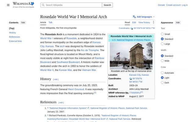 Rosedale World War I Memorial Arch