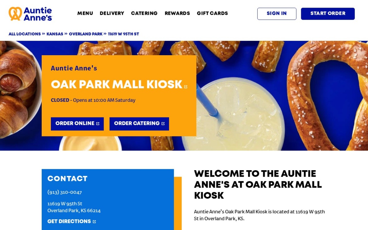 Auntie Anne's Oak Park Mall Kiosk