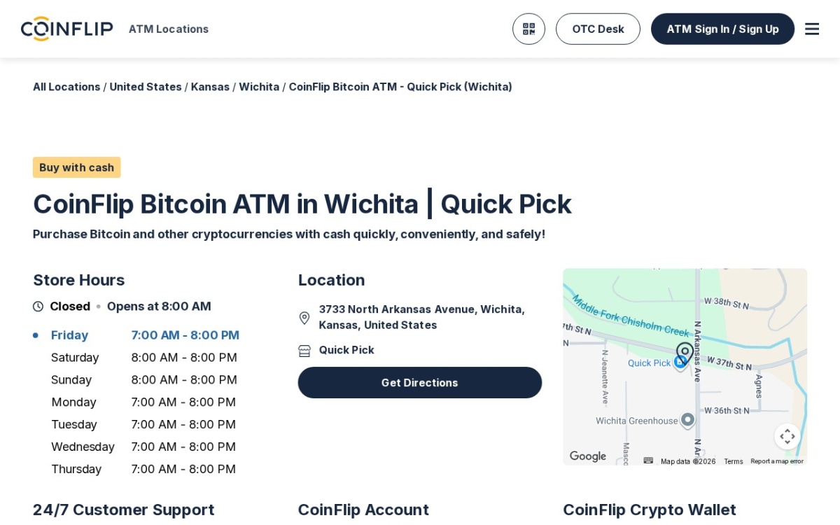CoinFlip Bitcoin ATM - Quick Pick (Wichita)