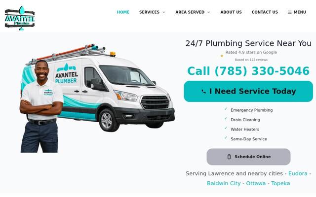 Avantel Plumbing Drain Cleaning and Water Heater Services of Lawrence KS