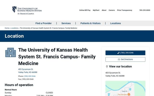 The University of Kansas Health System St. Francis Campus- Family Medicine (Valley Falls)