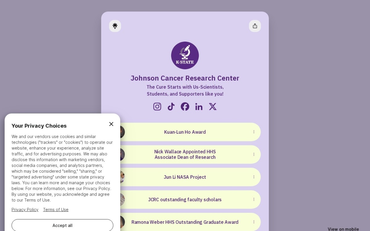 Kansas State University Johnson Cancer Research Center