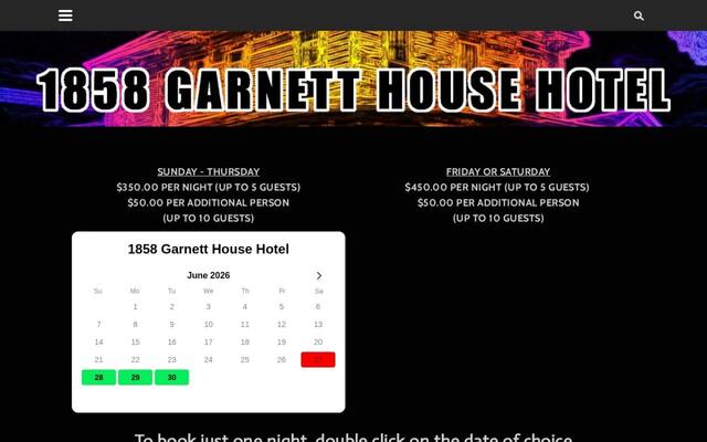 The 1858 Garnett House Hotel
