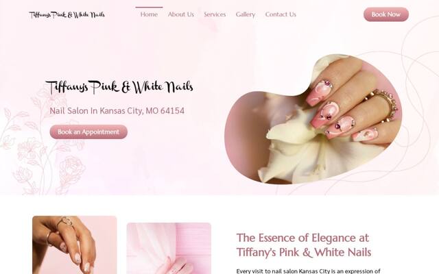 Tiffany's Pink & White Nails