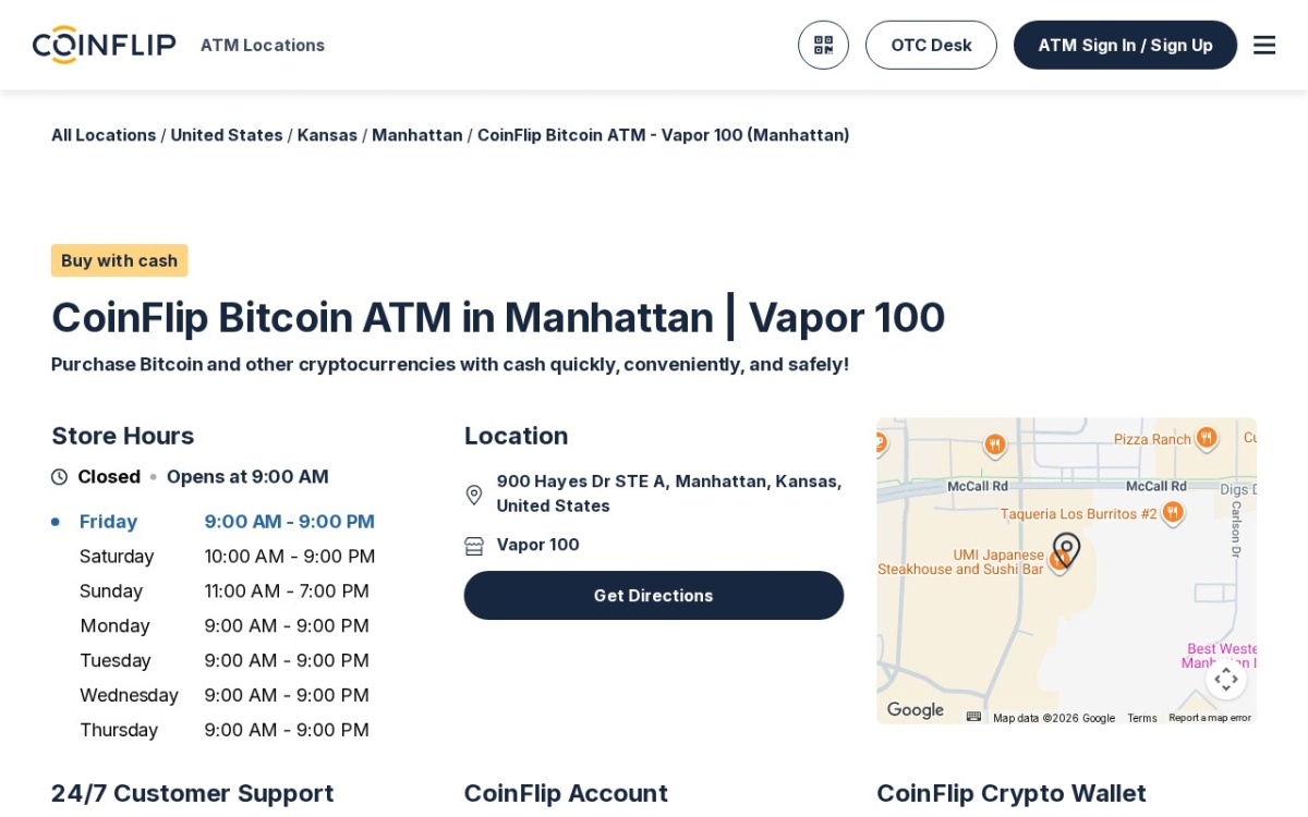 CoinFlip Bitcoin ATM - Vapor 100 (Manhattan)