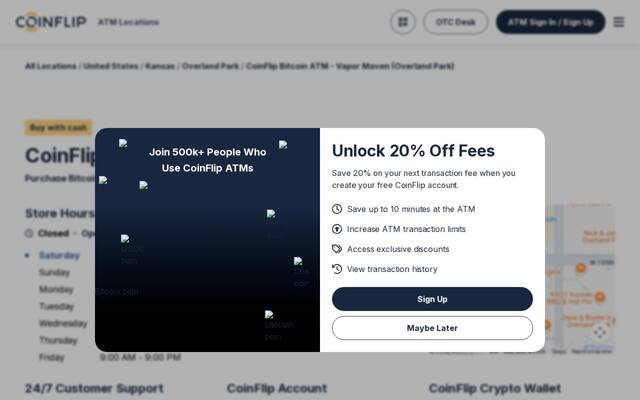 CoinFlip Bitcoin ATM - Vapor Maven (Overland Park)