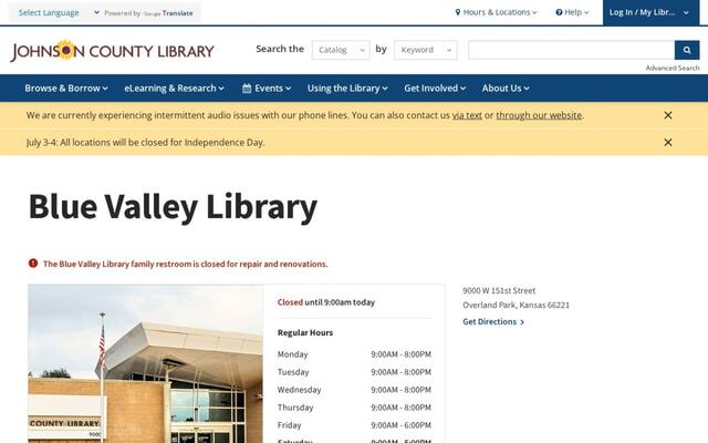 Libraries Public Blue Valley Library