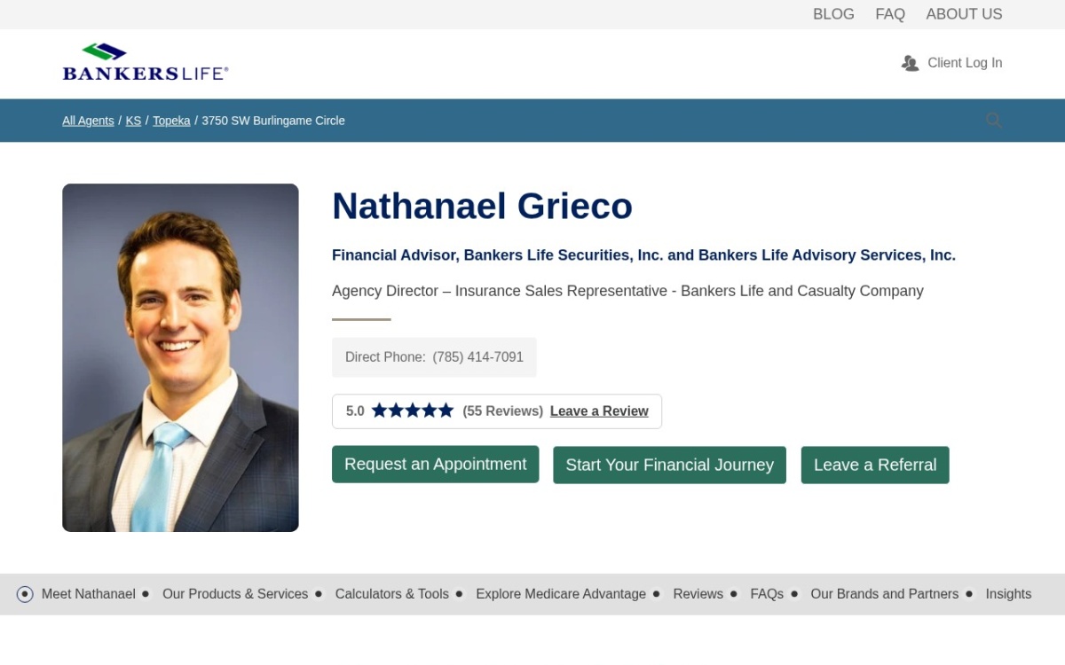 Nathanael Grieco, Bankers Life Agent