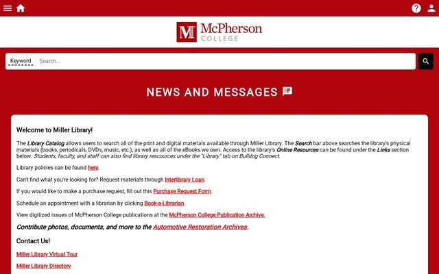 McPherson College, Miller Library