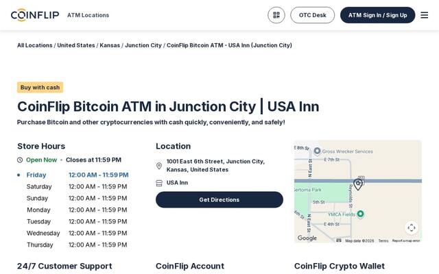 CoinFlip Bitcoin ATM - USA Inn (Junction City)