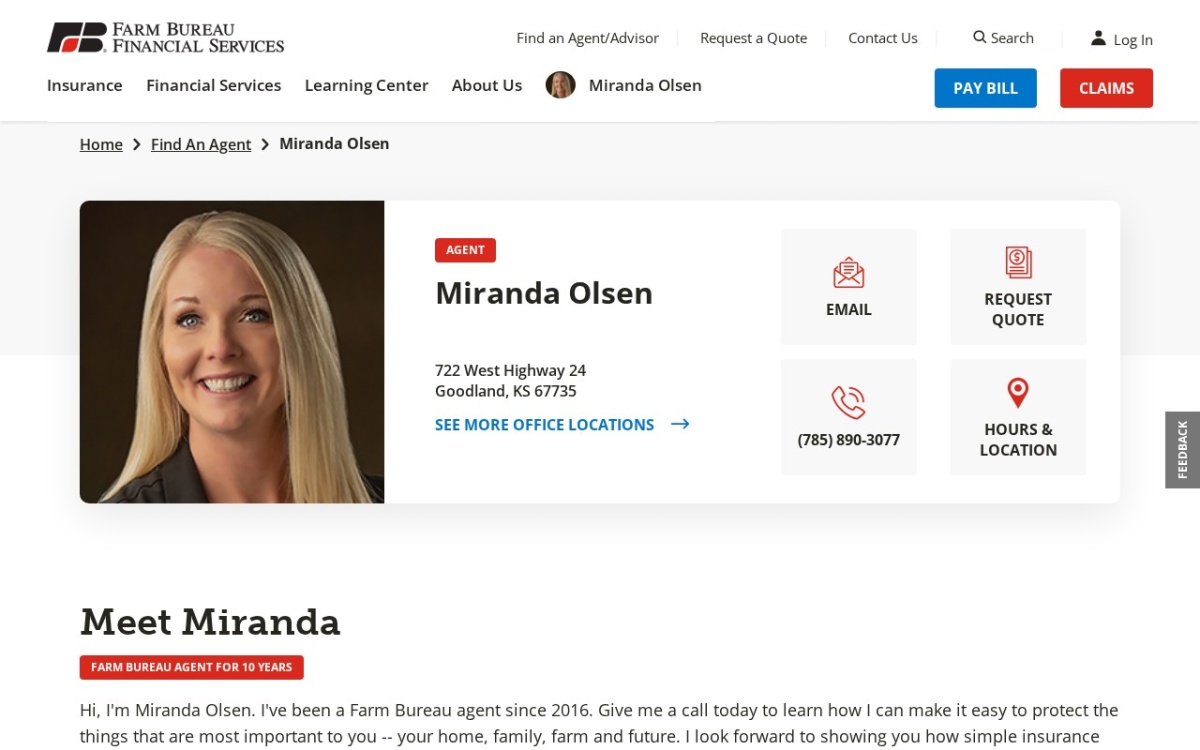 Miranda Olsen Farm Bureau Financial Services Agent
