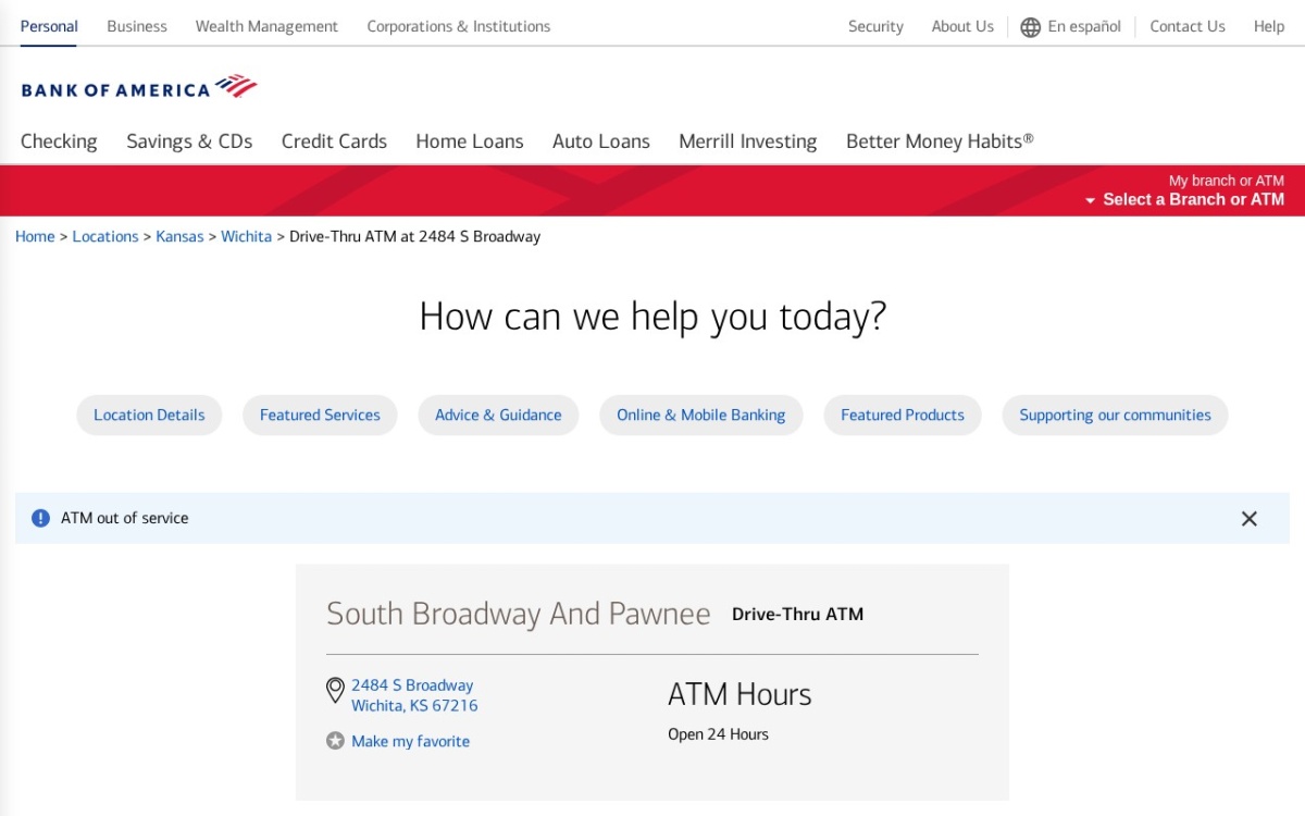 Bank of America ATM