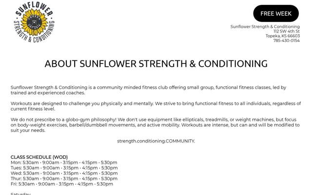 Sunflower Strength and Conditioning