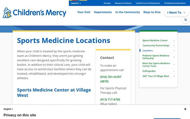 Sports Medicine Center at Children's Mercy Blue Valley