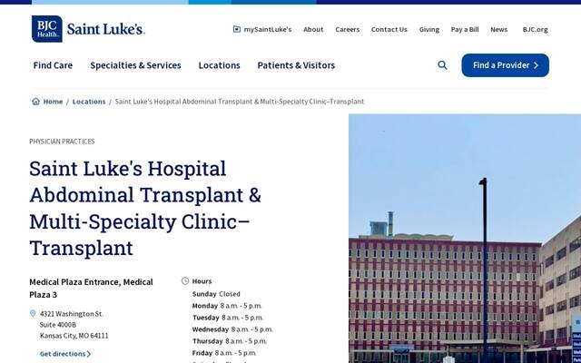 Saint Luke's Hospital Abdominal Transplant and Multispecialty Clinic (Transplant)