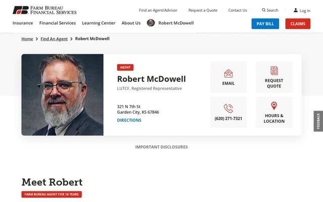 Robert McDowell, Farm Bureau Financial Services