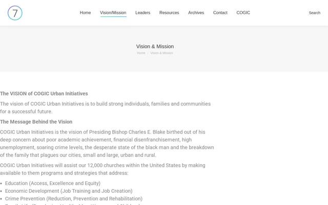 Kansas East Jurisdiction Church of God in Christ Urban Initiatives