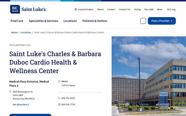 Saint Luke’s Charles & Barbara Duboc Cardio Wellness Center